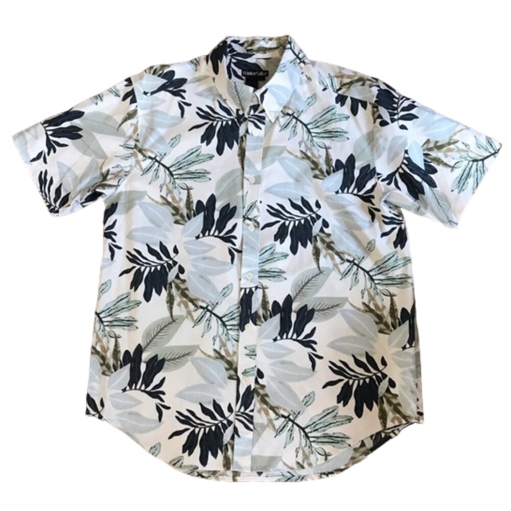 WinterSilks Hawaiian Floral Silk Blend Shirt Men's L